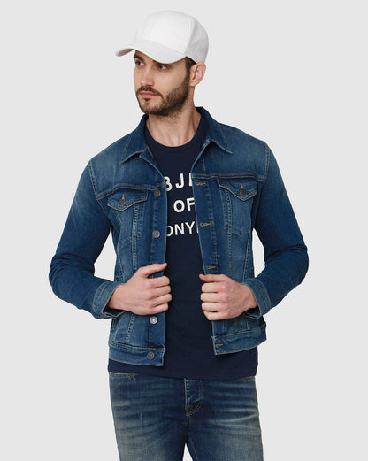 Blue Printed Crew Neck T-Shirt
