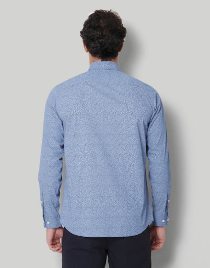 Blue Printed Full Sleeves Shirt