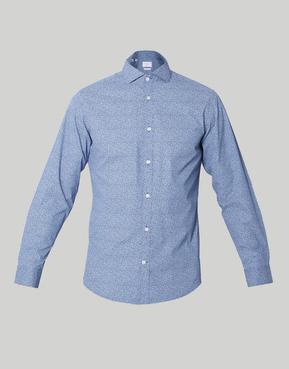 Blue Printed Full Sleeves Shirt