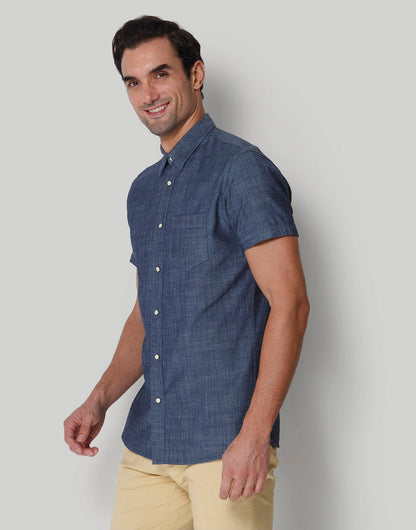 Blue Short Sleeves Shirt