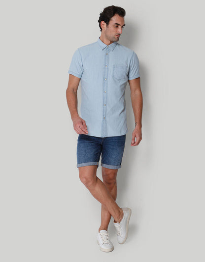 Blue Short Sleeves Shirt