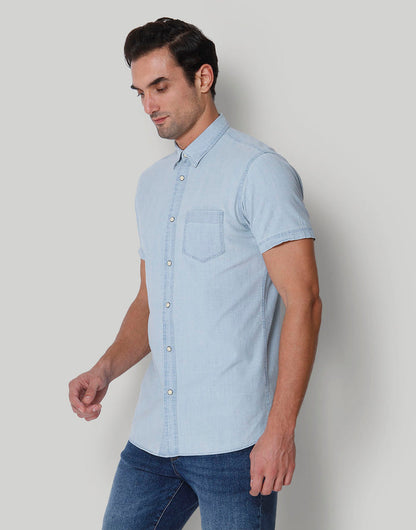 Blue Short Sleeves Shirt
