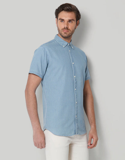 Blue Short Sleeves Shirt