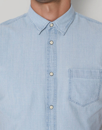 Blue Short Sleeves Shirt
