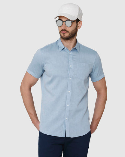 Blue Short Sleeves Shirt