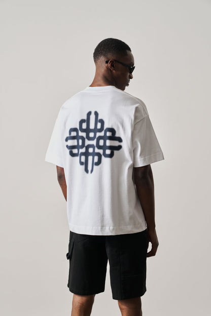 BLURRED GRAPHIC EMBLEM T-SHIRT - NAVY