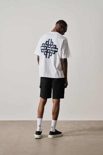 BLURRED GRAPHIC EMBLEM T-SHIRT - NAVY