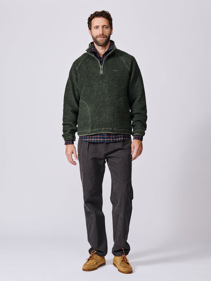 Aubin Khaki Bodmin Zip Neck Fleece | Fleece