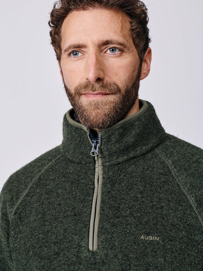 Aubin Khaki Bodmin Zip Neck Fleece | Fleece