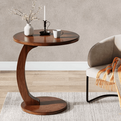 Boho Round C Shaped End Table - Brown - Wichita Home Outlet
