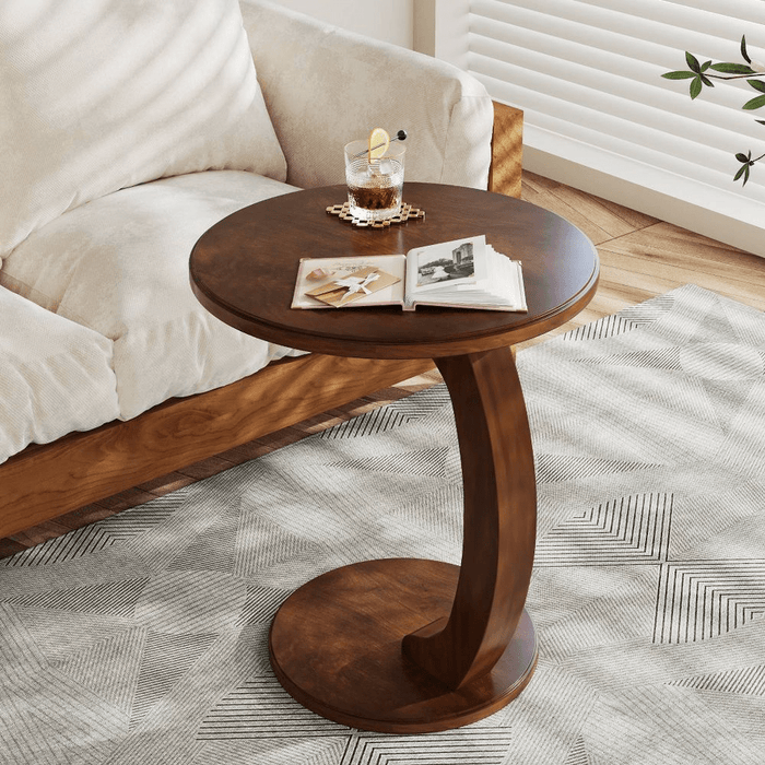 Boho Round C Shaped End Table - Brown - Wichita Home Outlet