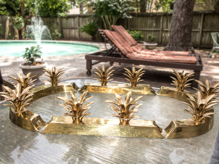 Brass Pineapple Candle Holders Centerpiece Hollywood Regency