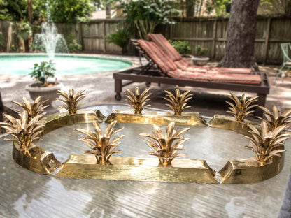 Brass Pineapple Candle Holders Centerpiece Hollywood Regency