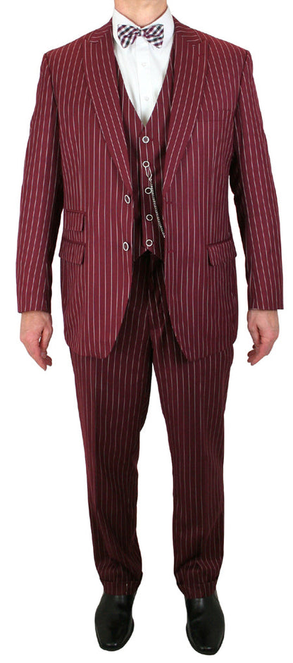 Bullock Striped Suit - Burgundy