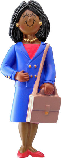 Business Woman, Dark Skin- Personalized Ornament