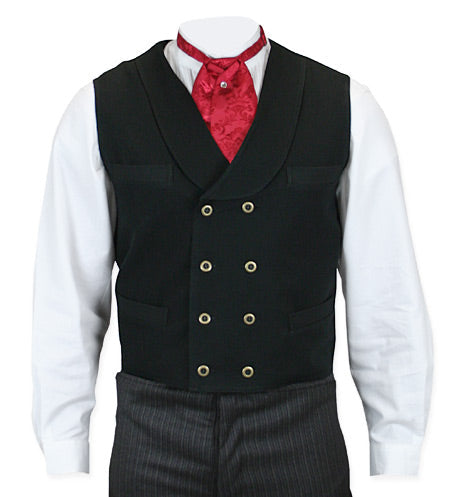 Canvas Double Breasted Vest - Black