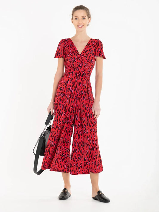 Carla Culotte Jumpsuit (Red Animal)