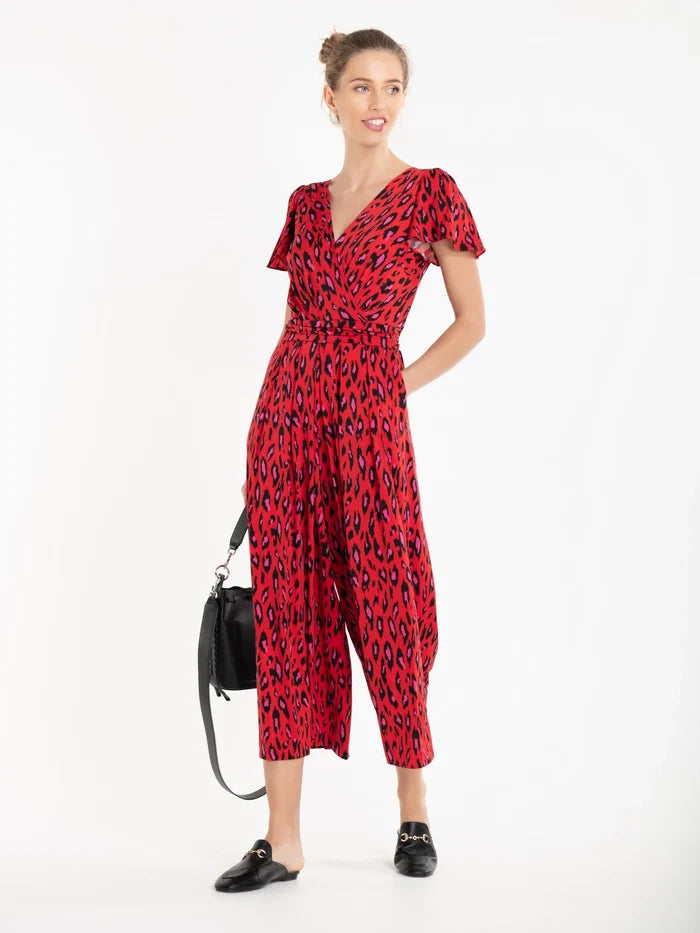 Carla Culotte Jumpsuit (Red Animal)