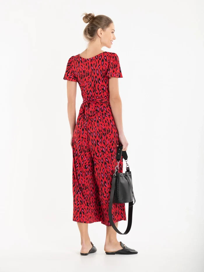 Carla Culotte Jumpsuit (Red Animal)