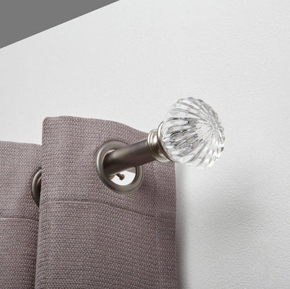 Caroline Acrylic Finial 1" Adjustable Curtain Rod - Silver - Wichita Home Outlet