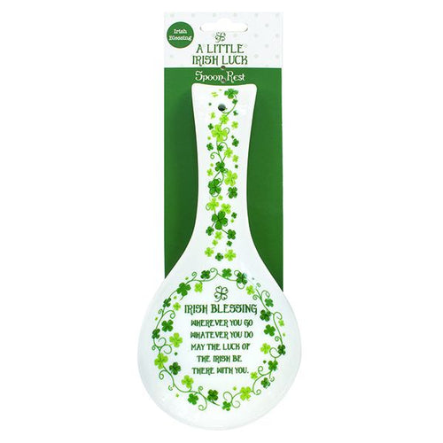 Ceramic Spoon Rest With Irish Saying and Clover Design Gift