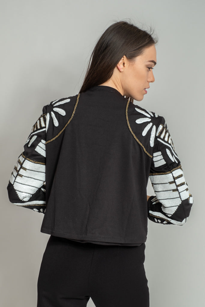 CHACANA EMBELLISHED JACKET (BLACK/WHITE)