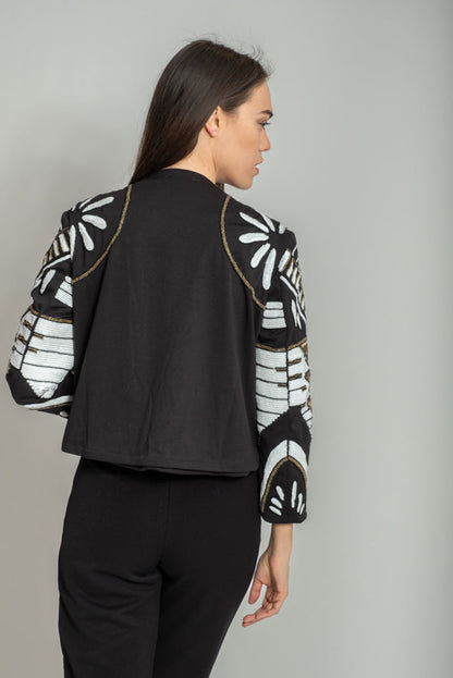 CHACANA EMBELLISHED JACKET (BLACK/WHITE)