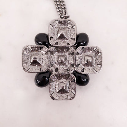CHANEL BLACK CRYSTAL CROSS WITH LOGO