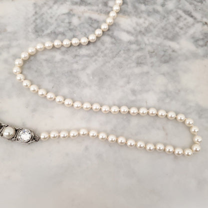 CHANEL PEARL AND SQUARE CRYSTAL 'CHANEL' NECKLACE