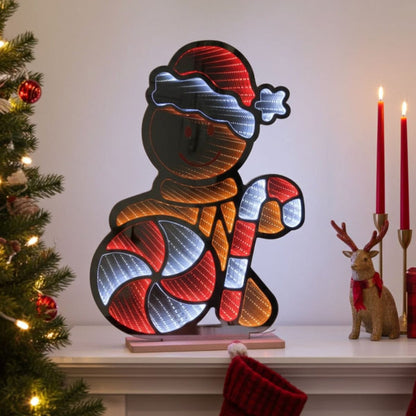 Christmas Infinity Mirror Decoration Double Sided LED Light 60cm