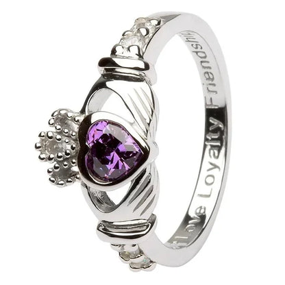Claddagh Birthstone Ring – February