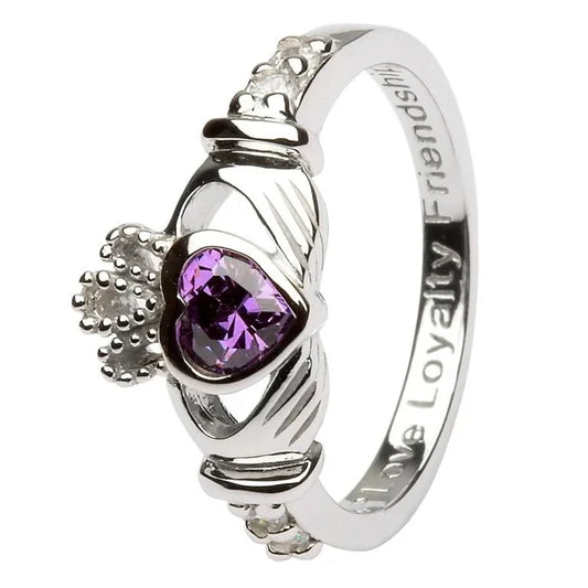 Claddagh Birthstone Ring – February