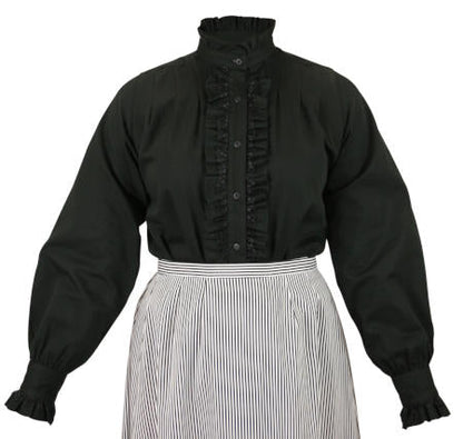 Claudette Ruffle Front Blouse - Black
