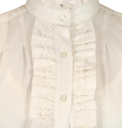 Claudette Ruffle Front Blouse - Natural
