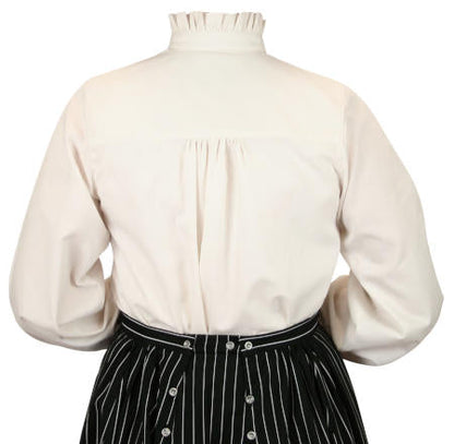 Claudette Ruffle Front Blouse - Natural