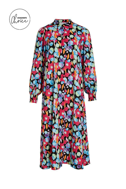 Cludia Shirt Dress (Black MULTI)