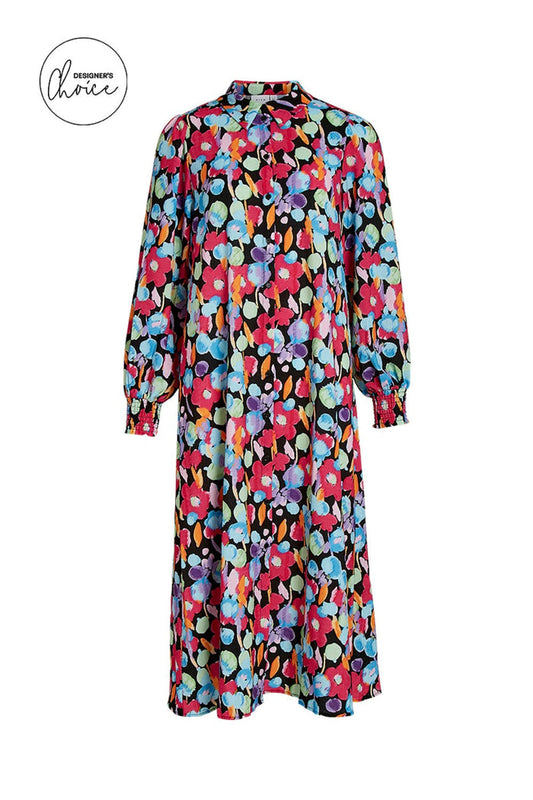 Cludia Shirt Dress (Black MULTI)
