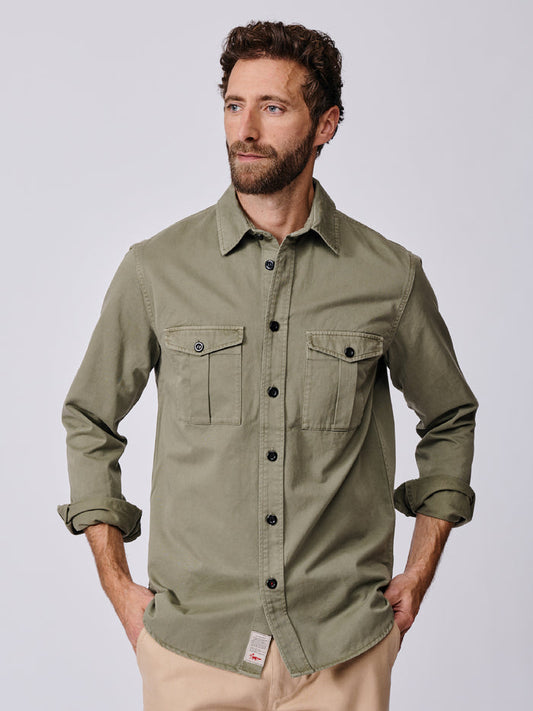 Aubin Pale Khaki Cole Twill Overshirt | Overshirt