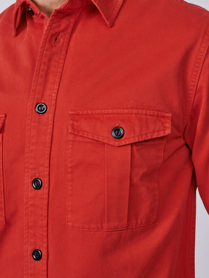 Aubin Washed Red Cole Twill Overshirt | Overshirt