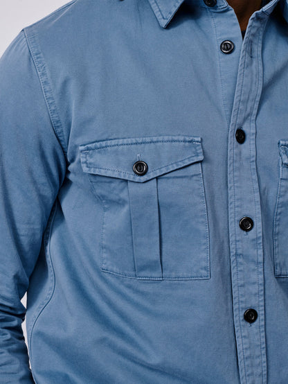Aubin Blue Cole Twill Overshirt | Overshirt