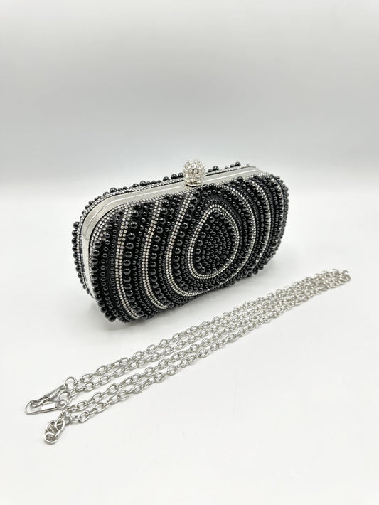 Colette Pearl & Diamante Clutch (Black)