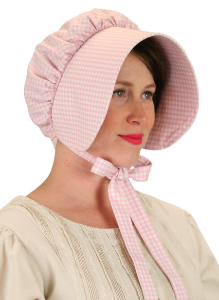 Cotton Bonnet - Pink Check