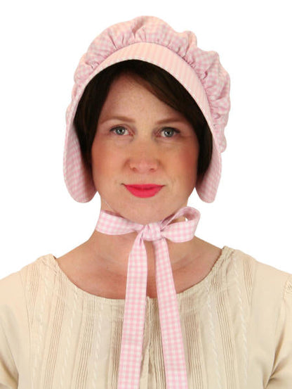 Cotton Bonnet - Pink Check
