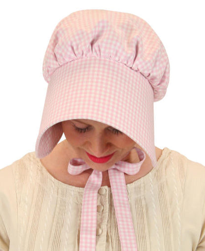Cotton Bonnet - Pink Check