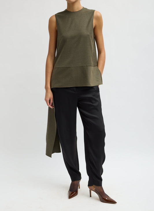 COZY FLANNEL ASYMMETRICAL SLEEVELESS TOP