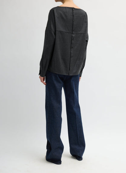 COZY FLANNEL BOATNECK DOLMAN SLEEVE TOP