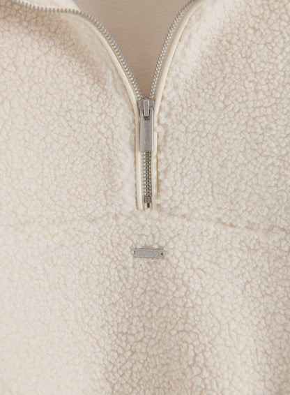 Cream Pile Half Zip