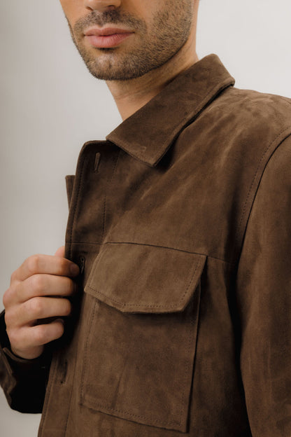 Urban Pioneers Male Cruz Suede Overshirt SHIRT CHOCOLATE BROWN