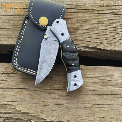 Custom Handmade Folding Knife - Exquisite Craftsmanship with Ram Horn Handle - RFE Marketing Ventures