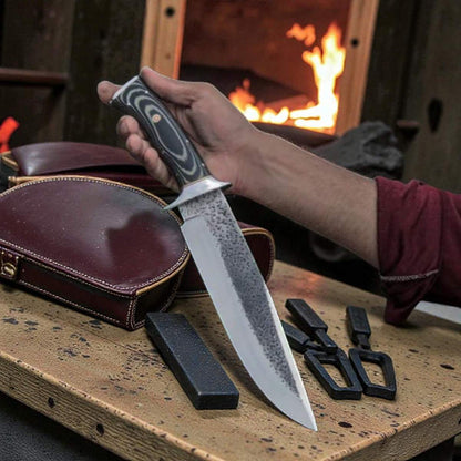D2 Steel Bowie Knife – Durable G10 Handle & Leather Sheath for Outdoor Enthusiasts - RFE Marketing Ventures